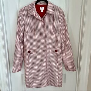 Apt. 9 Red and White Patterned Stretch Trench Coat
